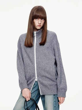 Soft Sweater Relaxed Zipper Knitted Cardigan