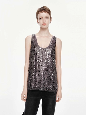 Two-piece Sequin Top EasyCare Fabric StretchableKnit