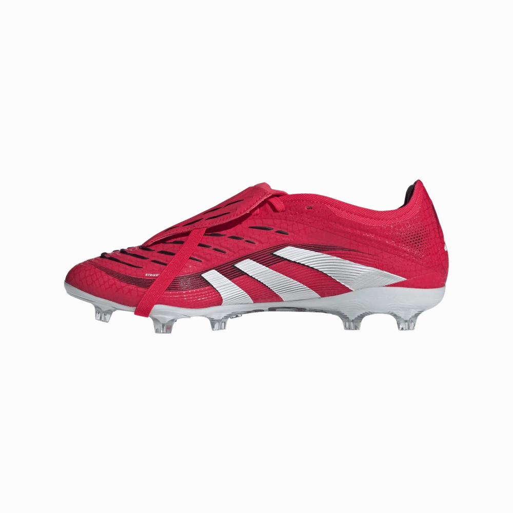 Adidas Predator Pro Fold-Over Tongue FG Football Boots(Lucid Red/White/Core Black) Textile Upper Soft Glide
