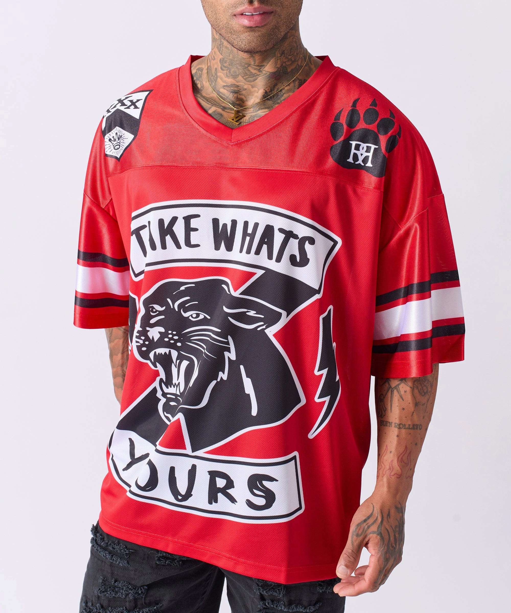 RibbedTrims NonIrritating Football Jersey - Red