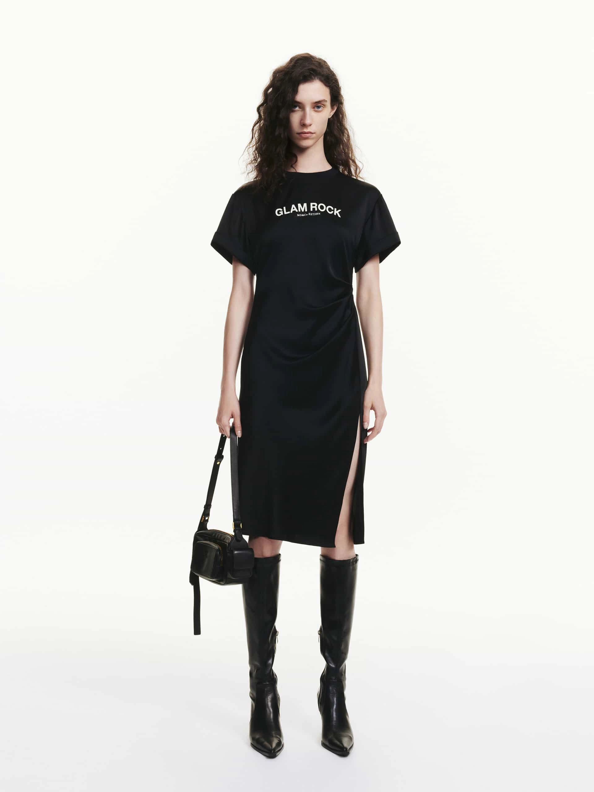 Side Slit Pleated Dress City Rhythm