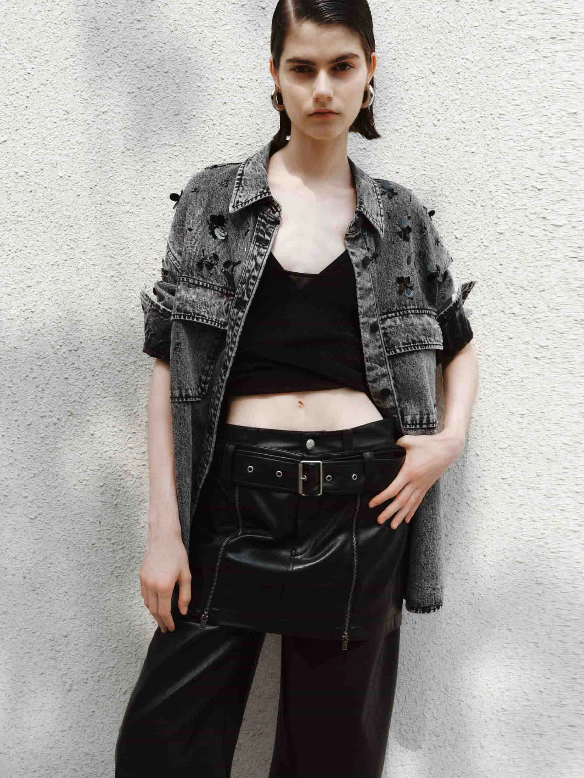 Comfy Fit Sequin Detail Loose Jacket