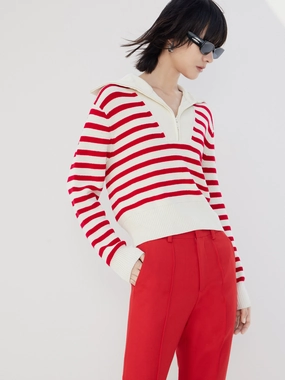 Cozy Fit Wool Blend Striped Knit Top