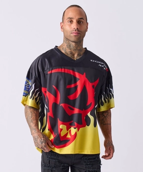 AthleisureInspired High Thread Count Cotton Dodge Demon Football Jersey - Black