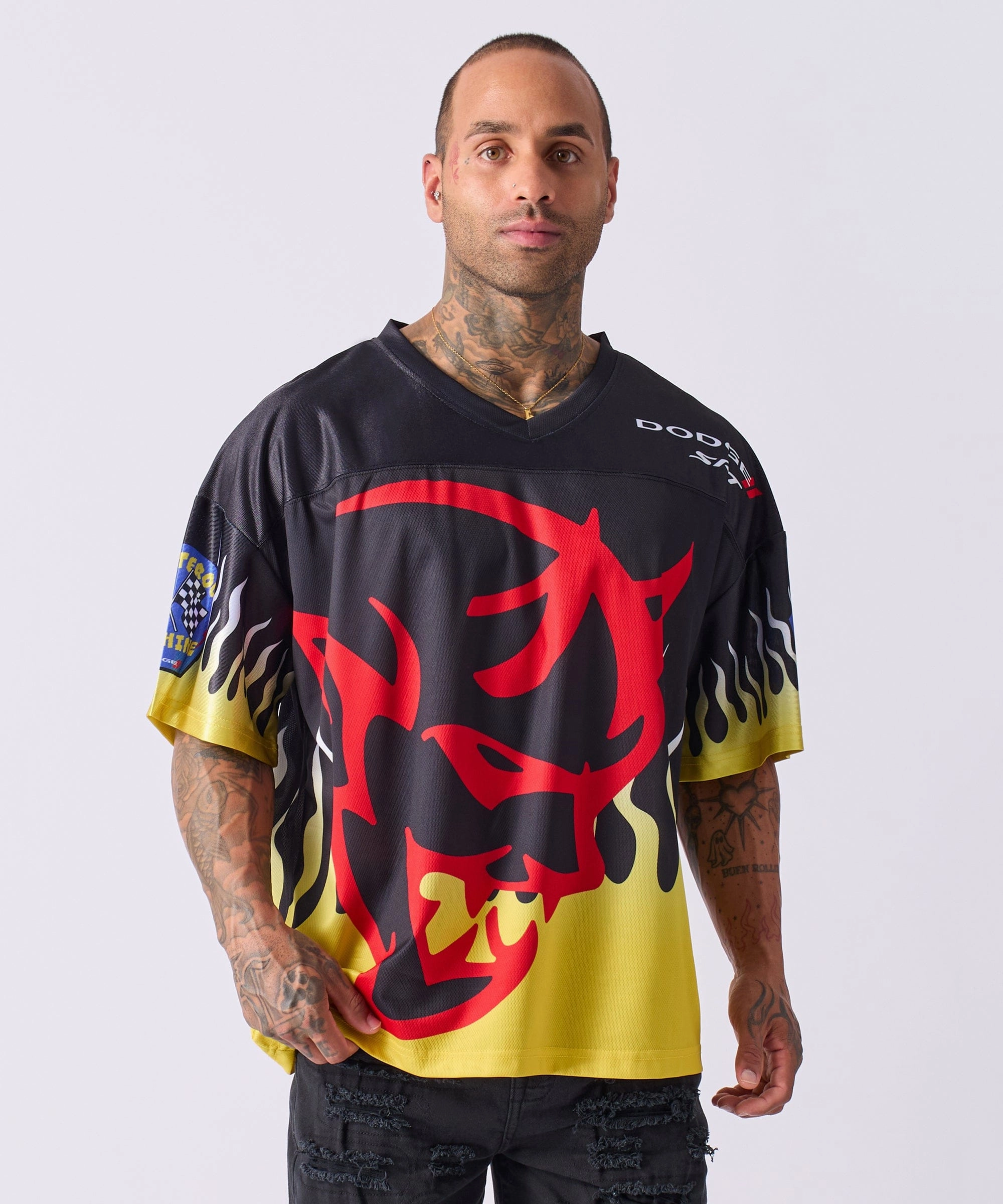 Durable Color Retention Adjustable drawstring Dodge Demon Football Jersey - Black