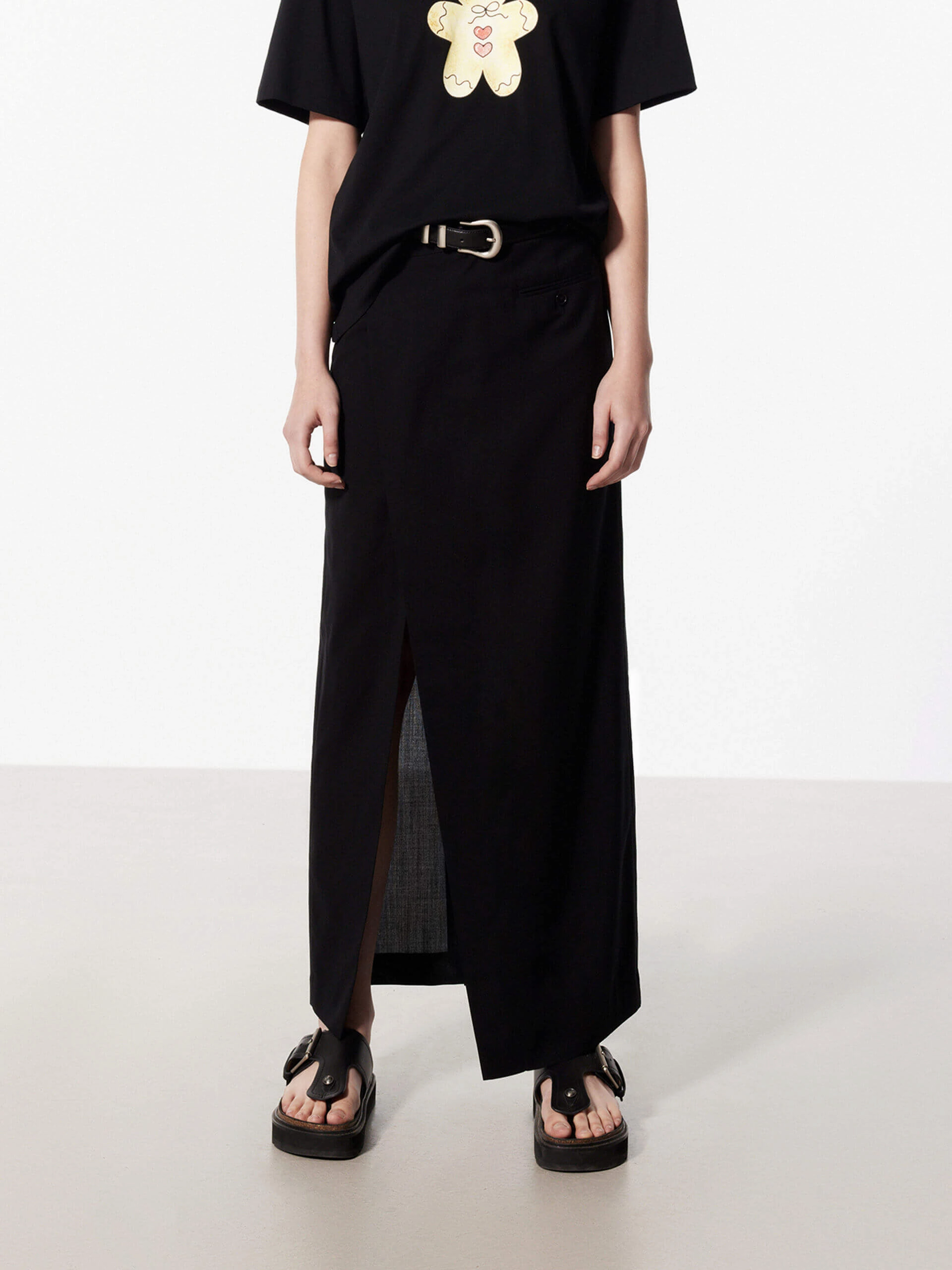Wrap Detail Midi Skirt Flexible Ankle Cuffs Adjustable loop