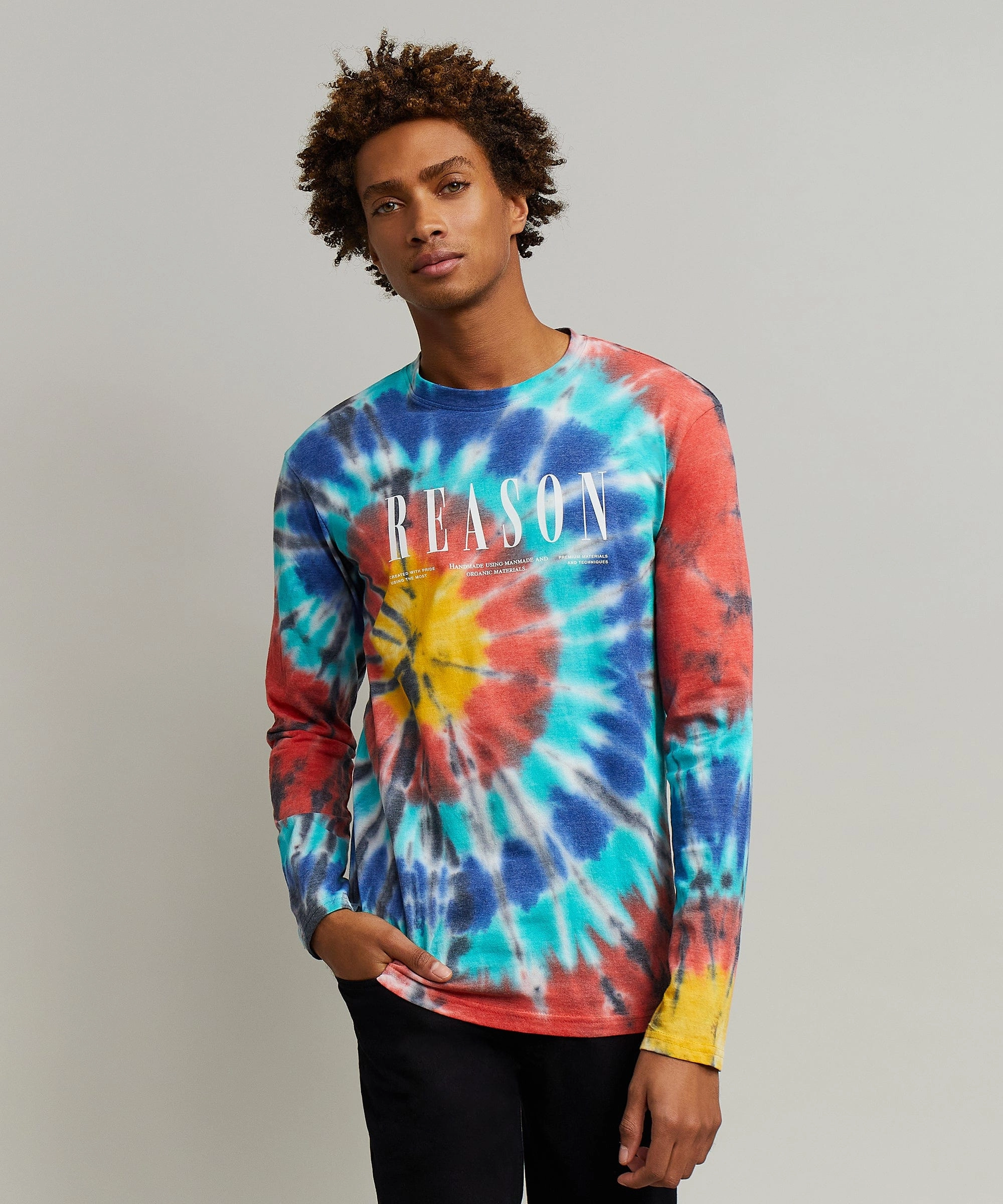 Non Irritating Seam Finish Freedom Tie Dye Long Sleeve Logo Tee