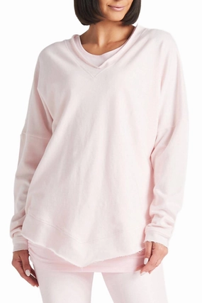 French Terry Double V Top In Pinkish Hygroscopic Fiber Blend Warm Layering