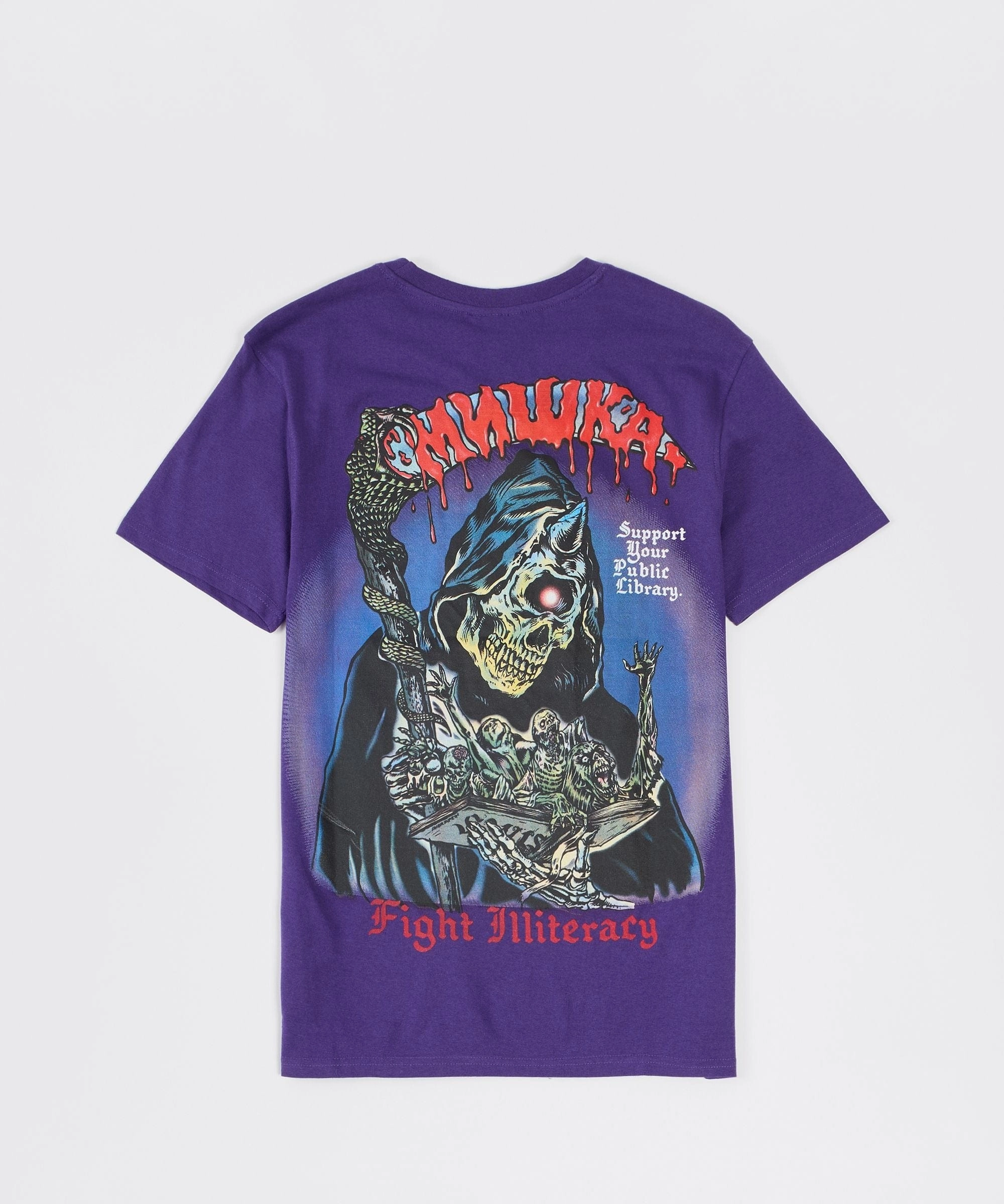 Mishka Fight Illiteracy Short Sleeve Tee - Purple Reflective Accent Trim Basic Tank