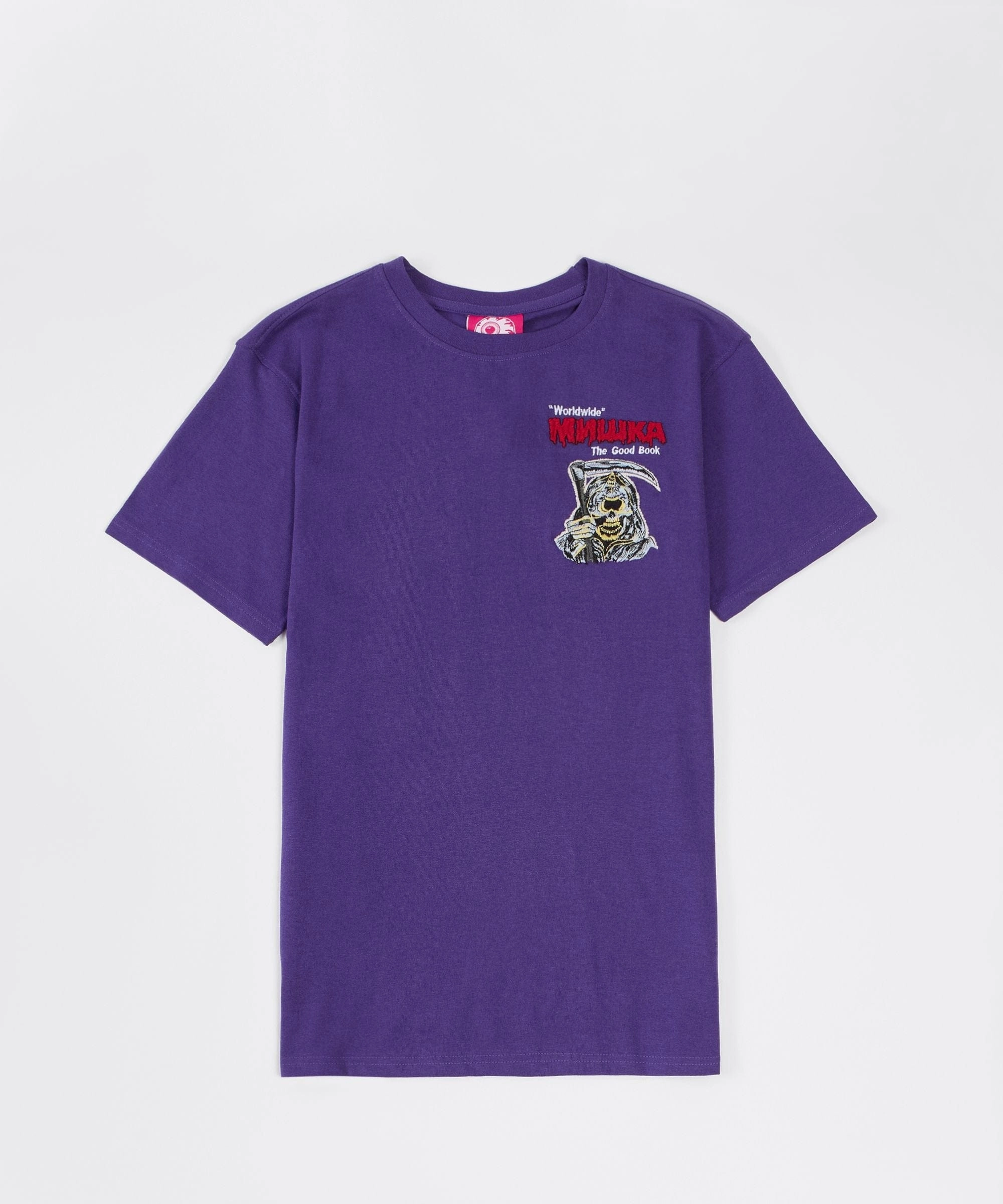 Mishka Fight Illiteracy Short Sleeve Tee - Purple ribbed texture Soft Cotton