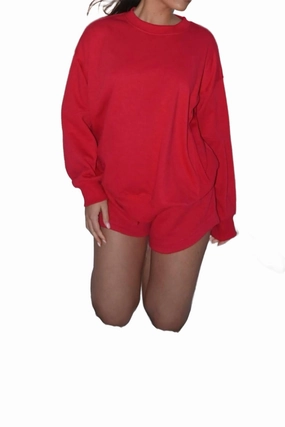 elegant design French Terry Pullover In True Red