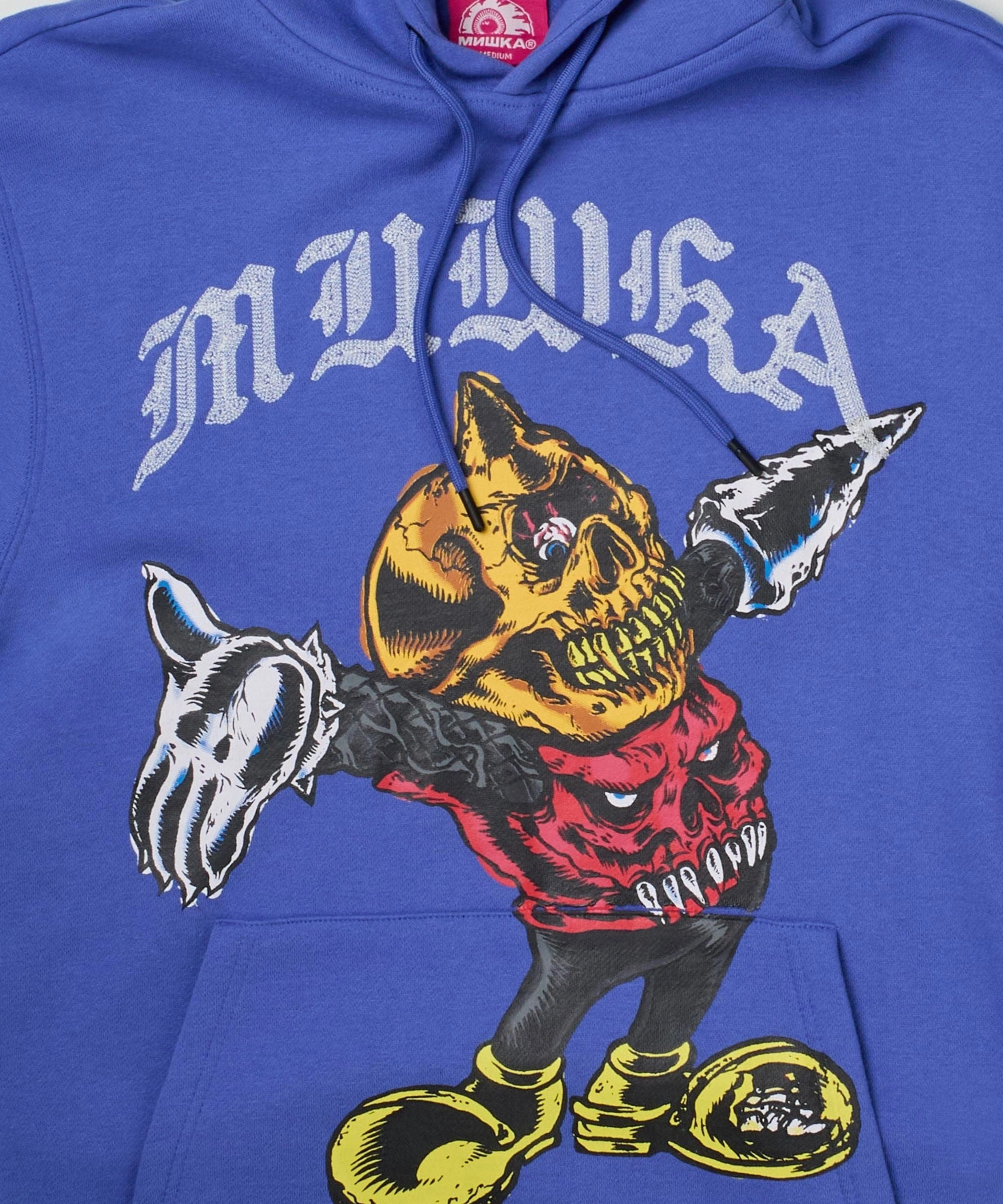DurableZipper Comfortable Collar Mishka Cyco Bootleg Hoodie - Blue