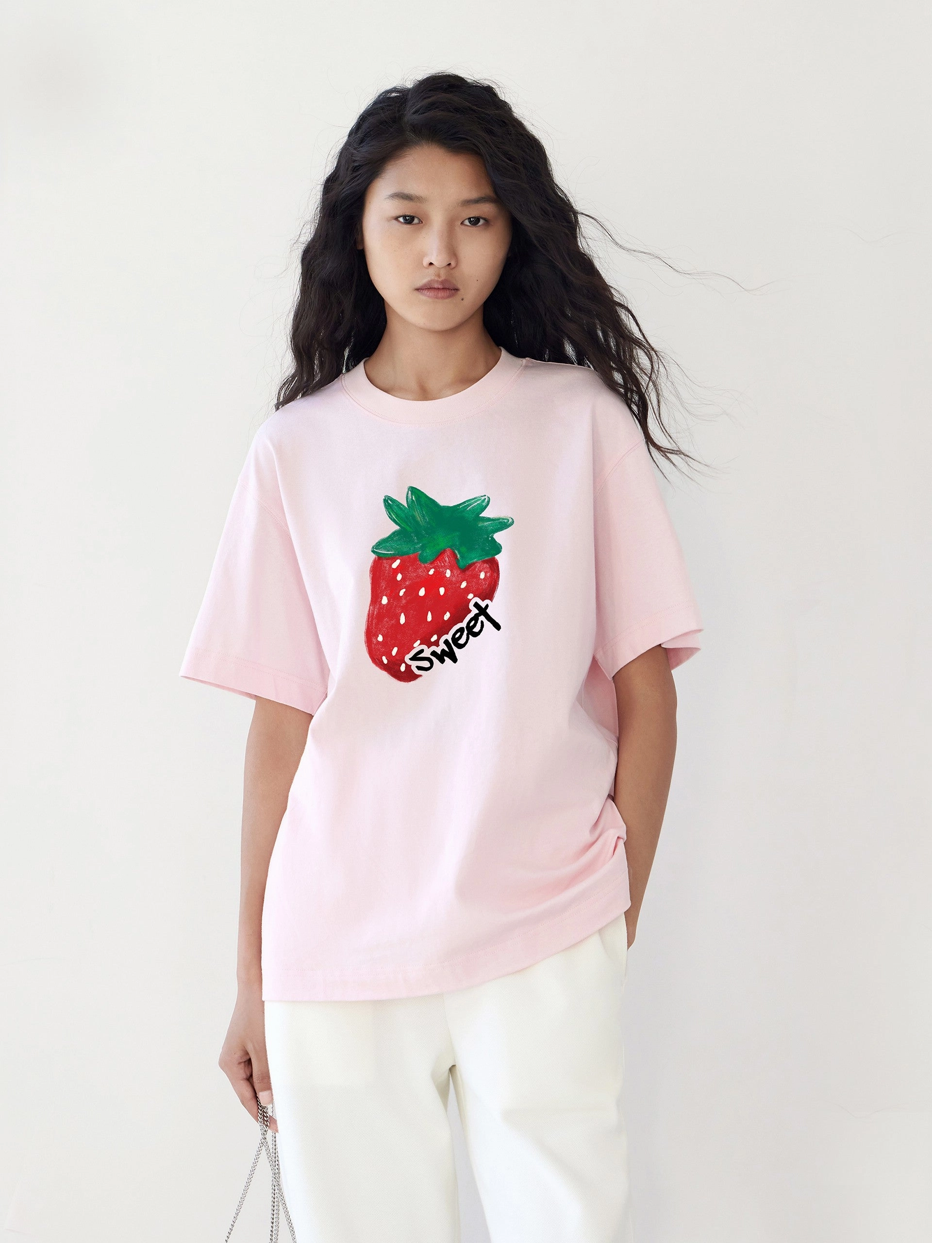 Sporty Design Versatile Top Pattern Print Cotton T-shirt