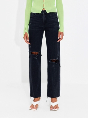 Light material Black Ripped Detail Jeans