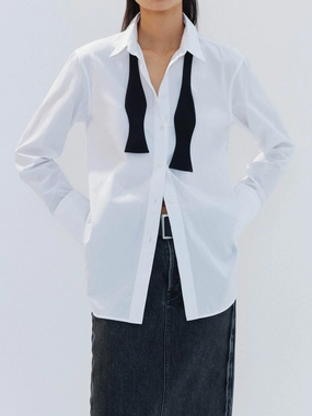Tie Detail Cotton Shirt Circular Knit Technique AbrasionResistant Surface