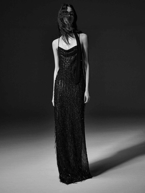 Fringed Detail Maxi Cami Dress Belted-Style