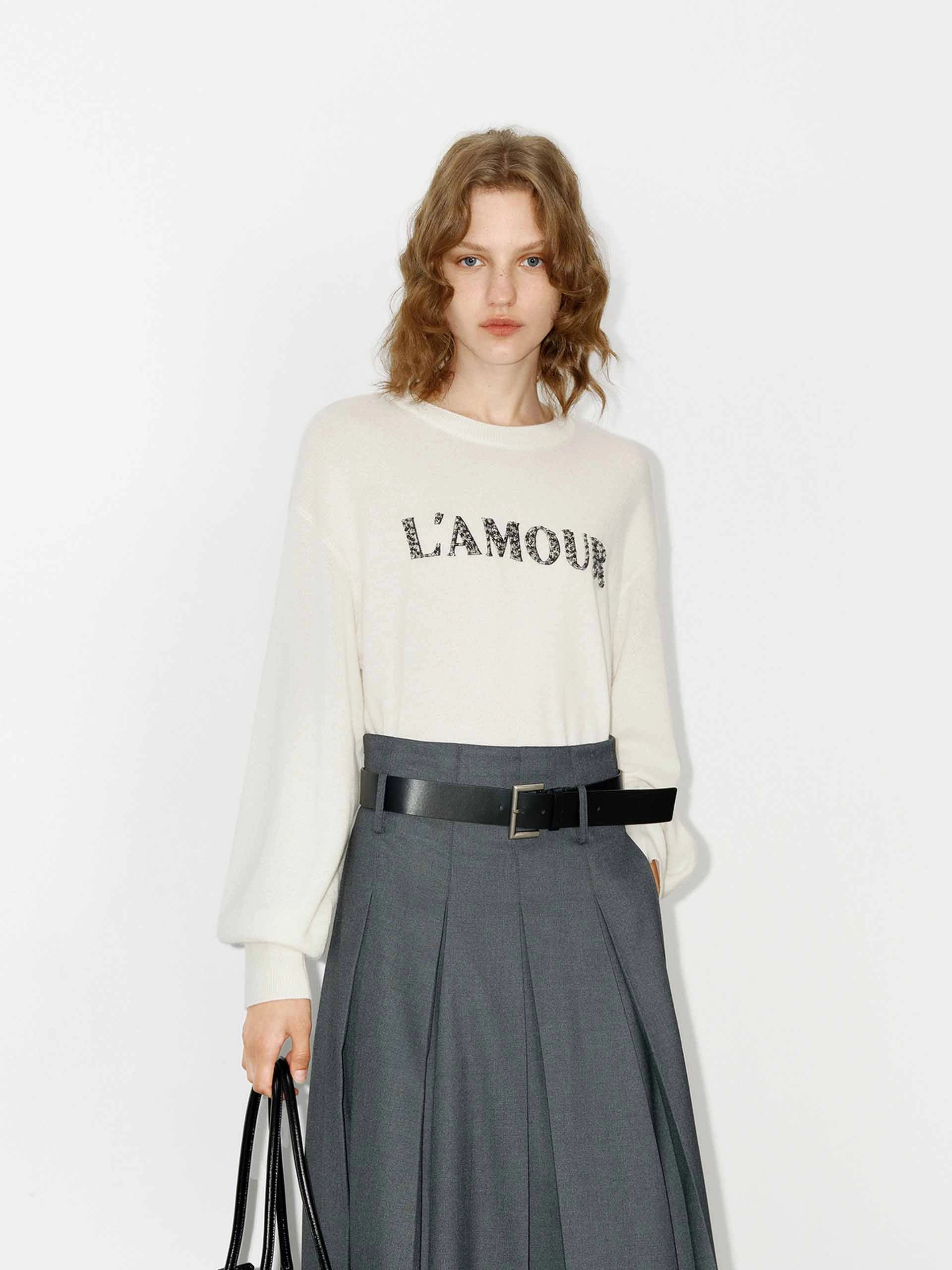 Front Letter Loose Top WeightedHem Built In Filter Layer