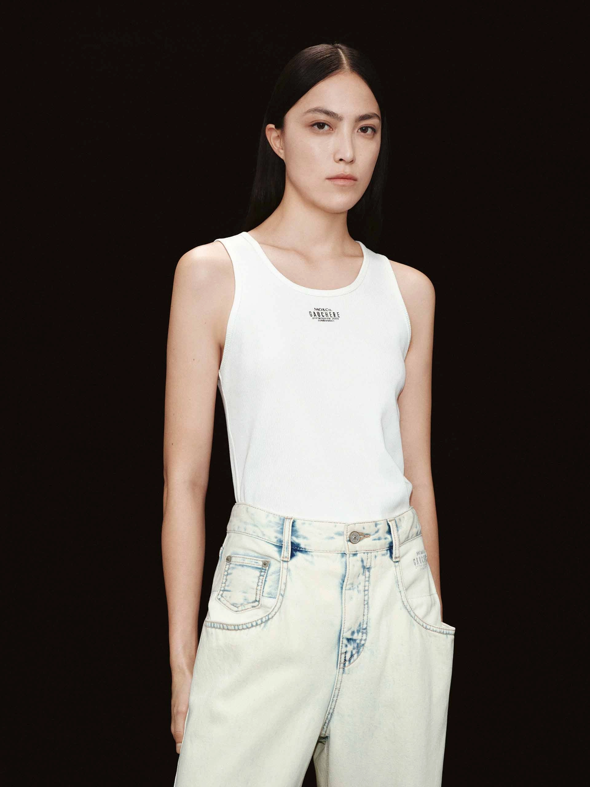 Front Letter Ribbed Tank Comfortable fit