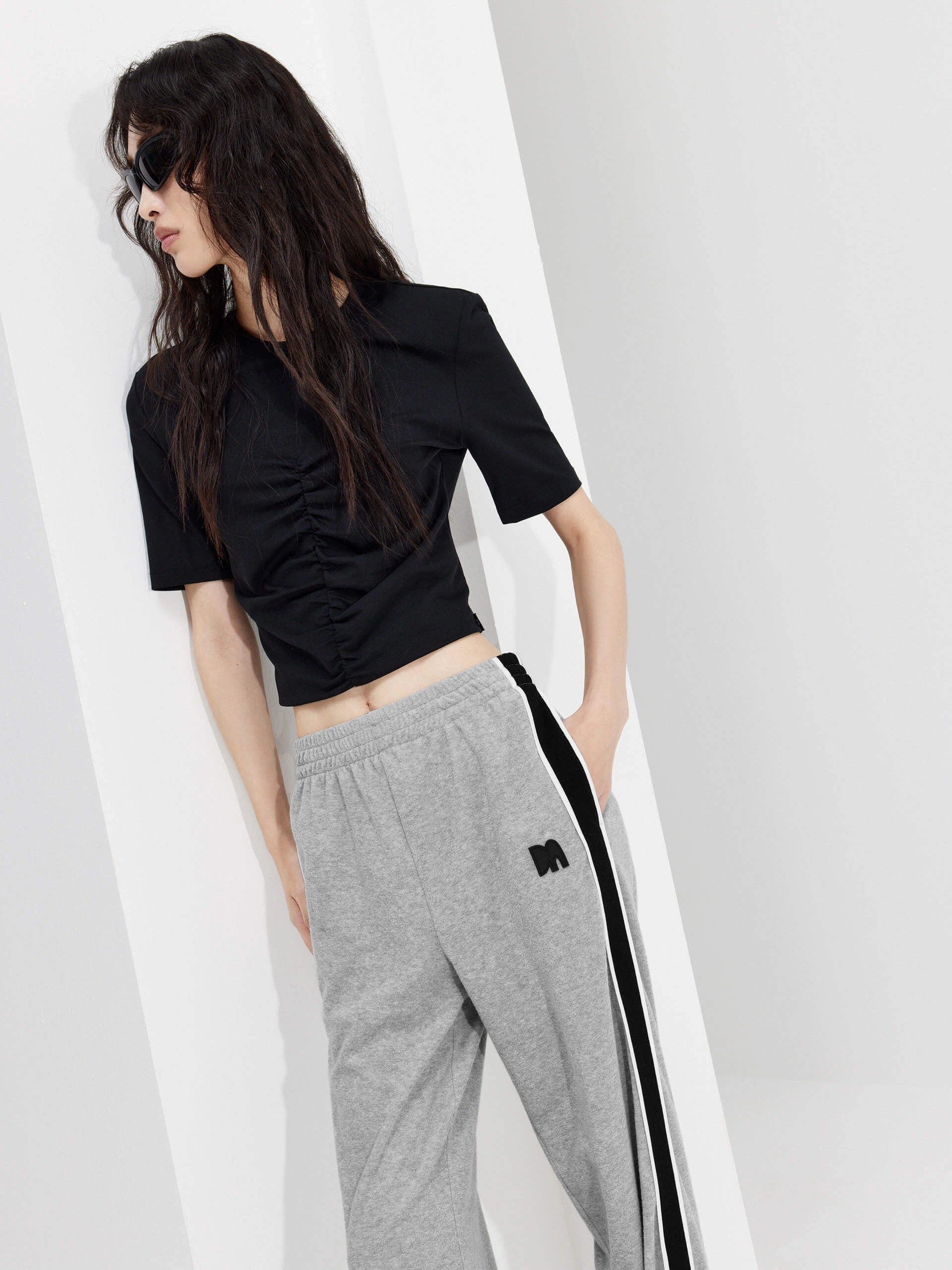 Front Pleated Cotton T-shirt Abrasion resistant Outdoor Comfort Style