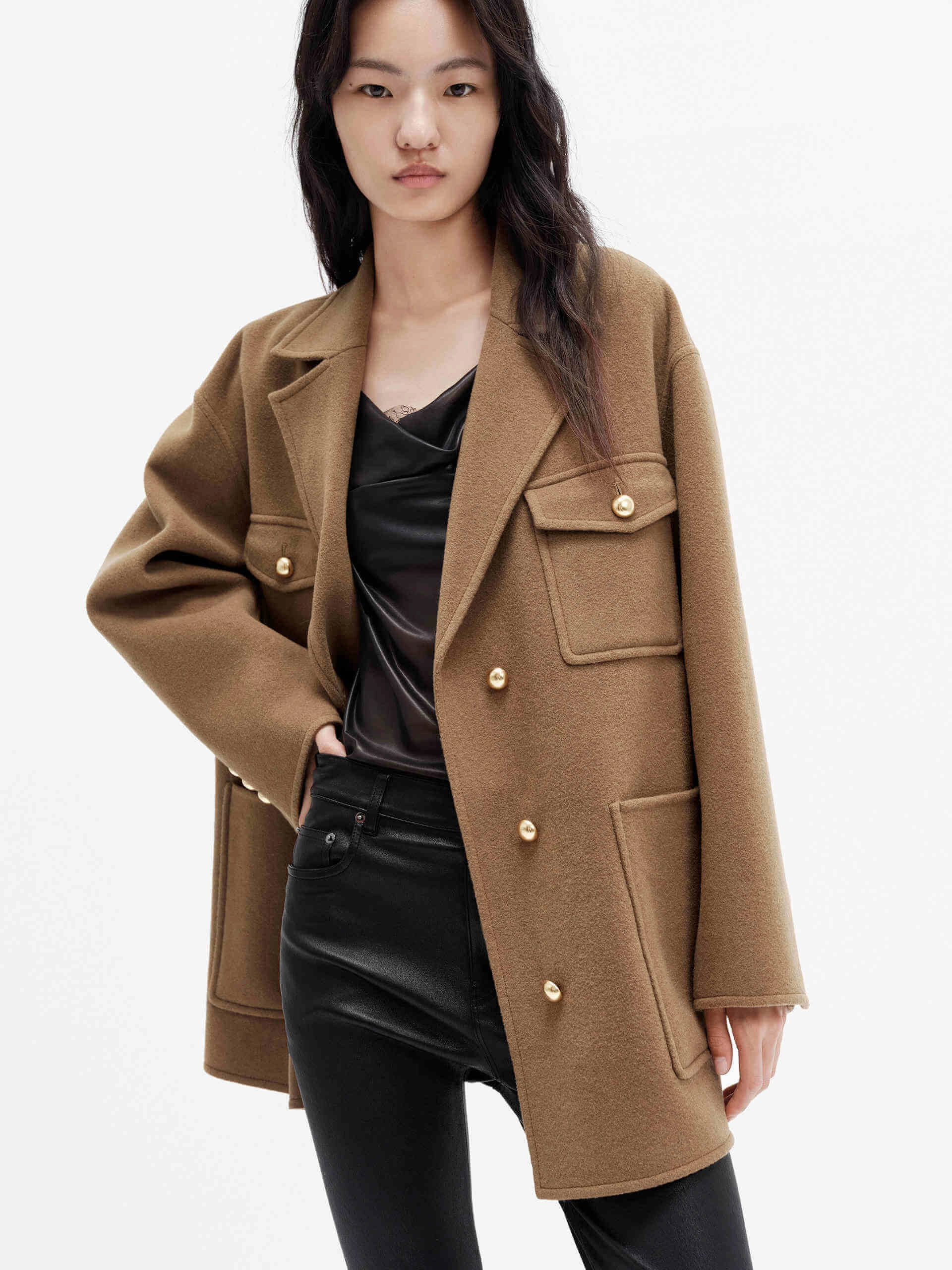 Climate Responsive Textile EcoFriendlyInsulation Front Pocket Mid Coat