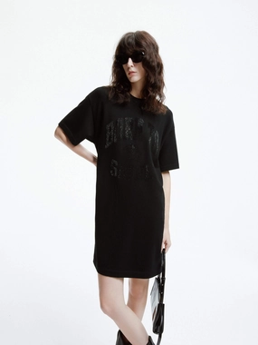 Front Sequins T-shirt Dress Timeless Look Wear