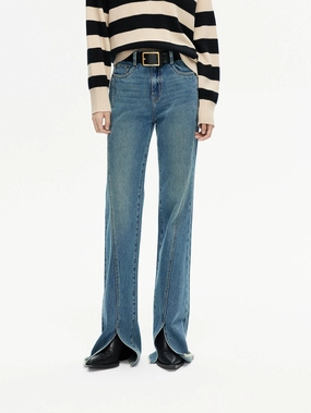 Front Slit Flared Jeans All Season Fabric Weight Traveler Gear Luxury