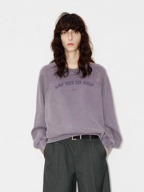 NonRestrictive Armholes Front Slogan Cotton Sweatshirt