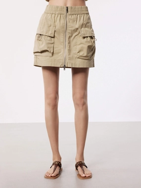 Quick Conversion Hem Front Zipper Cargo Skirt