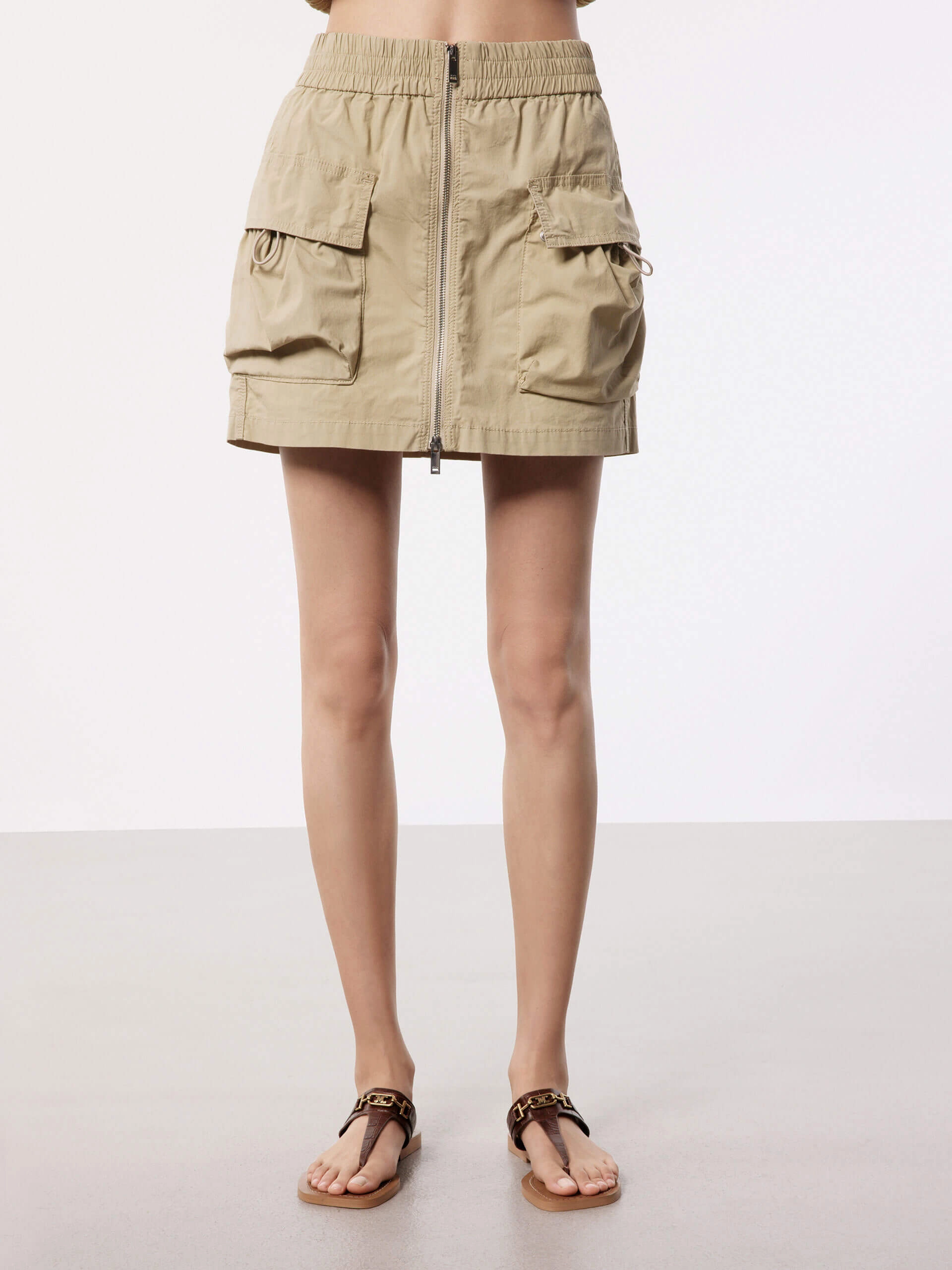 Seamless Technology Front Zipper Cargo Skirt