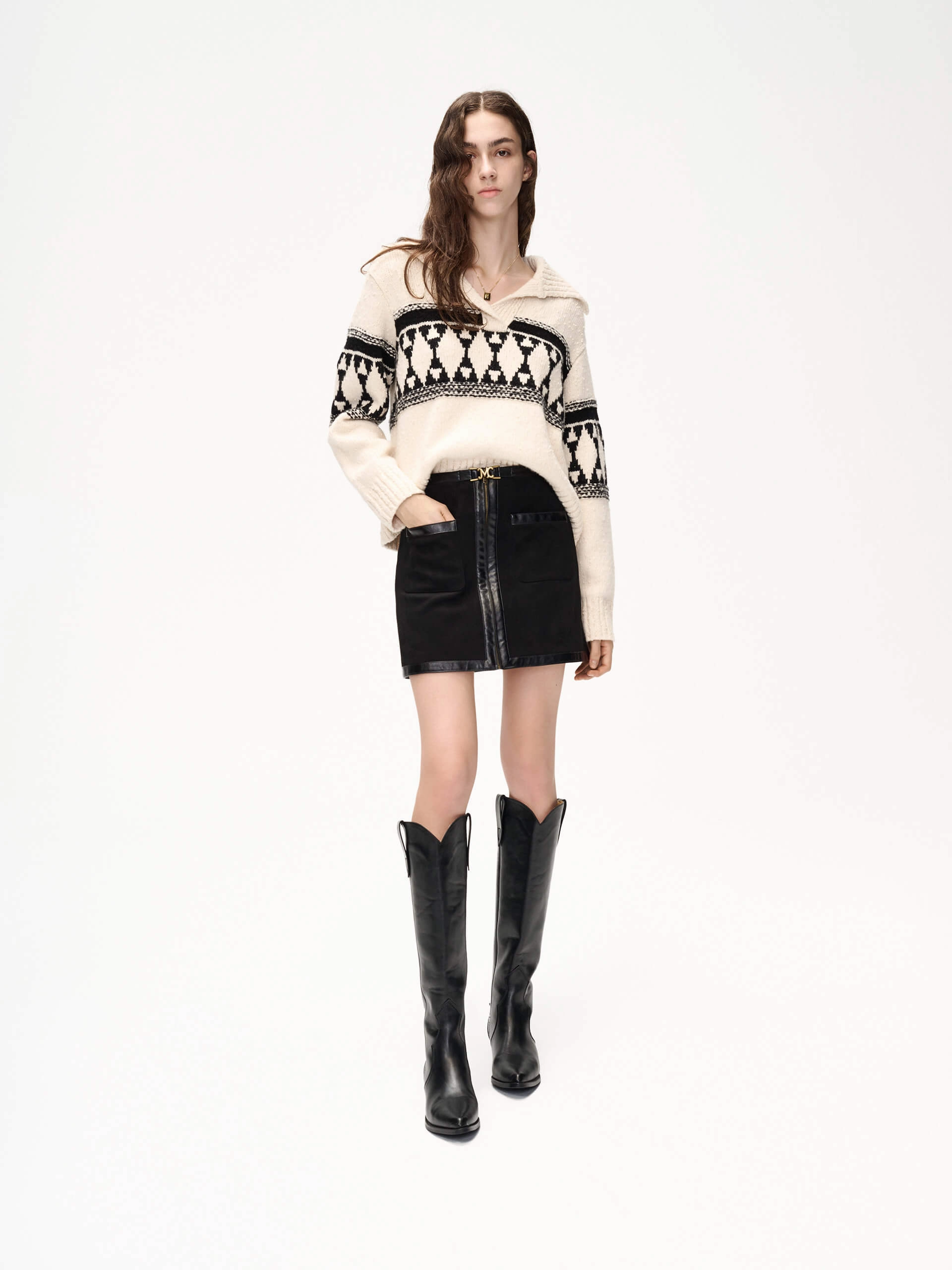 Front Zipper Mini Skirt Thermal Insulation Layer