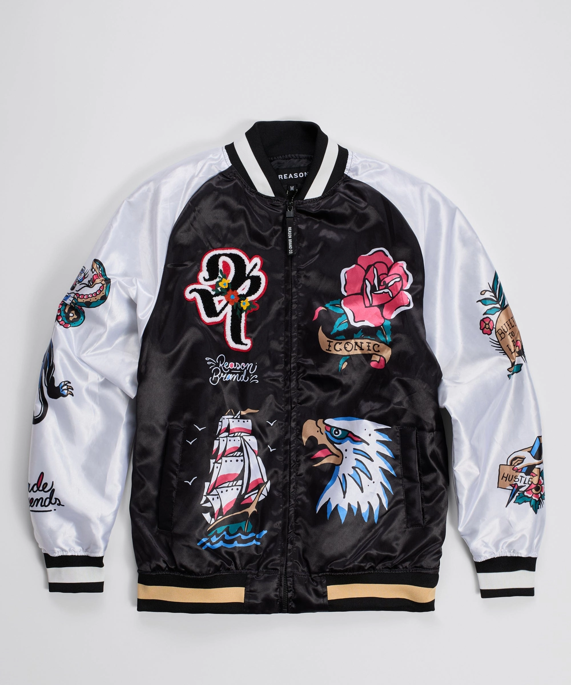 Seam Sealed Iconic Satin Bomber Jacket - Black
