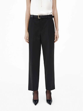 Relaxed Wool Straight Pants Stretch Material