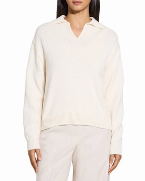 Theory Boucle Boy Wool-Blend Polo Sweater premium fabric