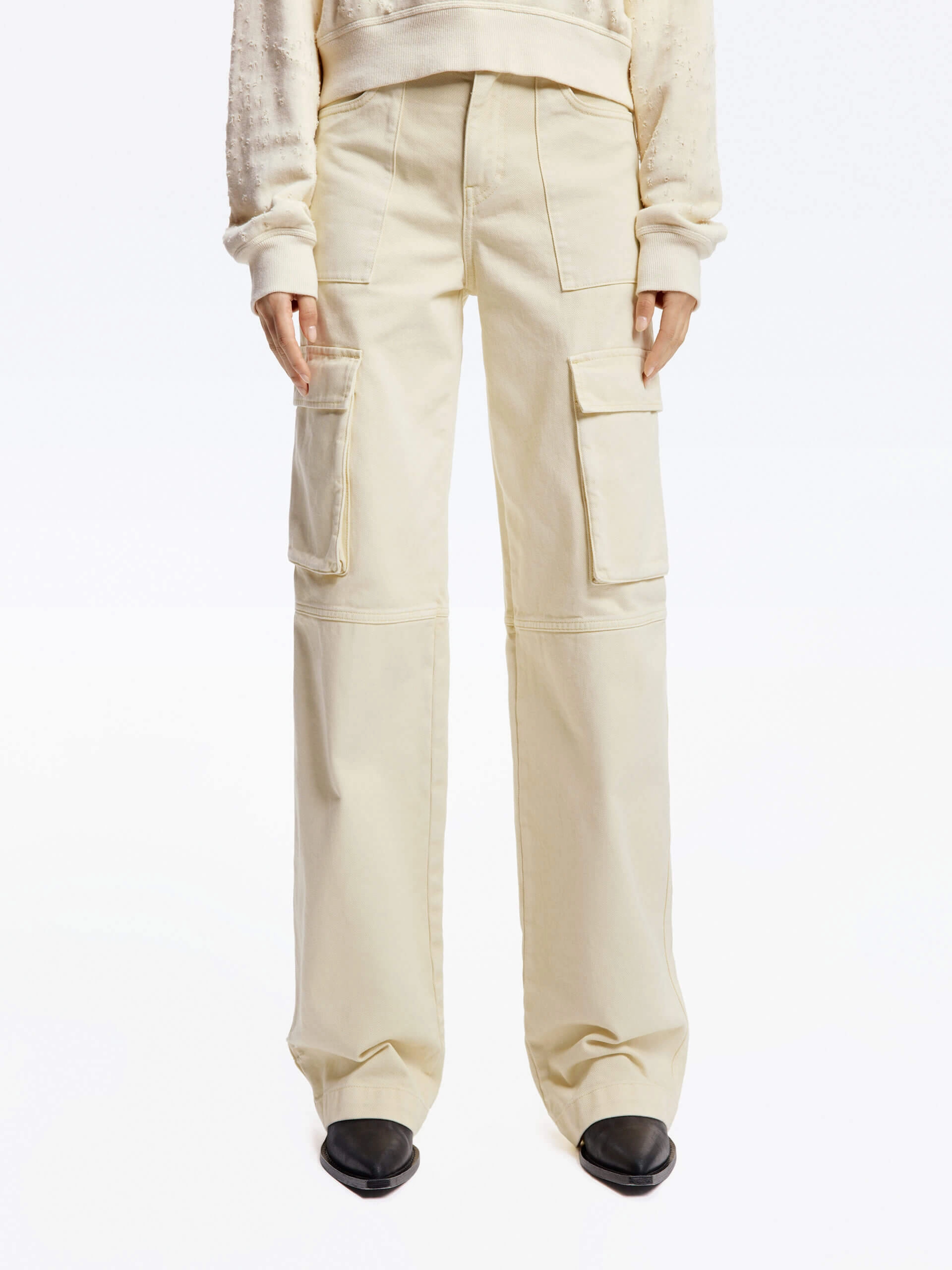 Cargo Pocket Straight Jeans Neutral Base