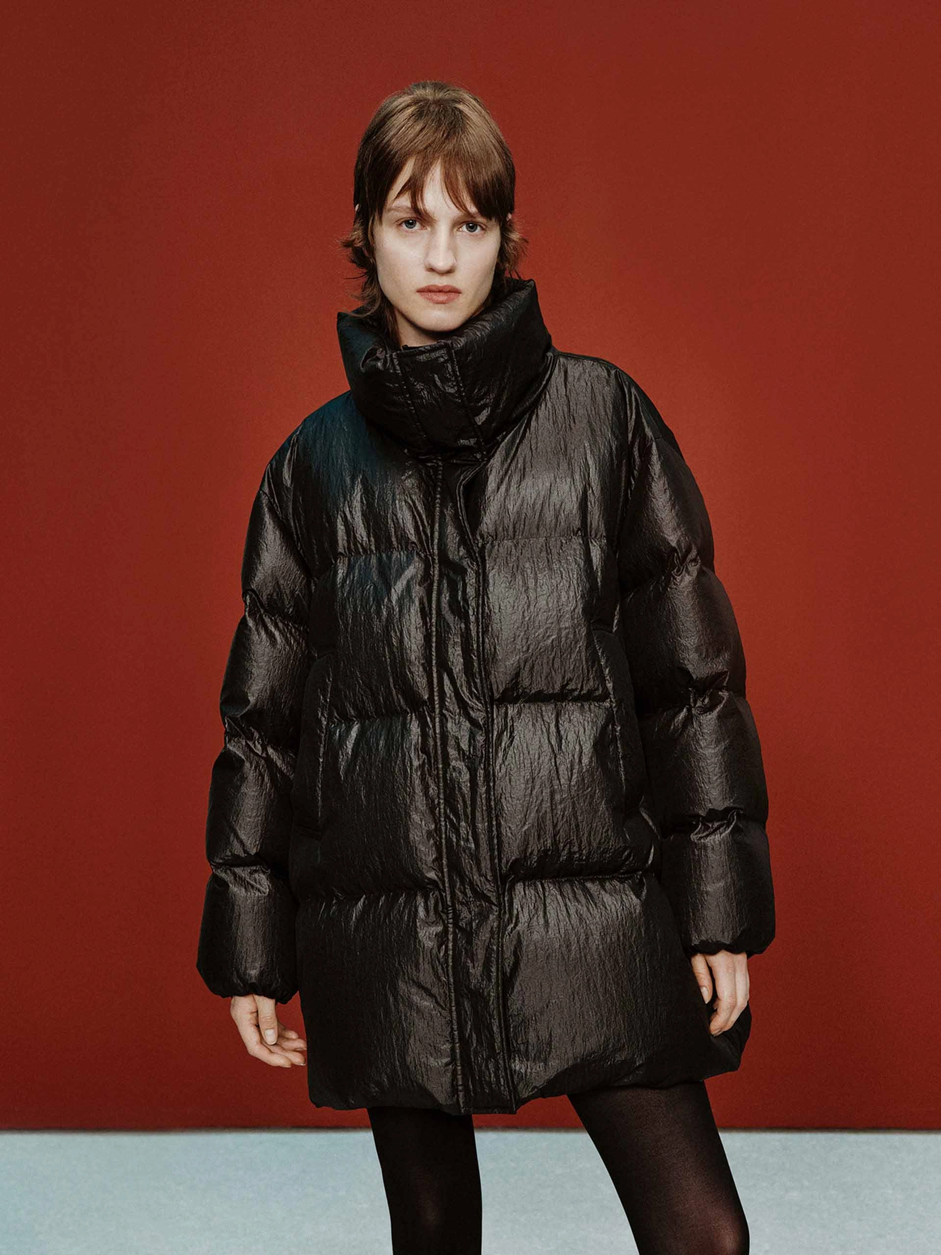 Funnel Neck Down Jacket Ripstop Fabric Technology Subtle Layers
