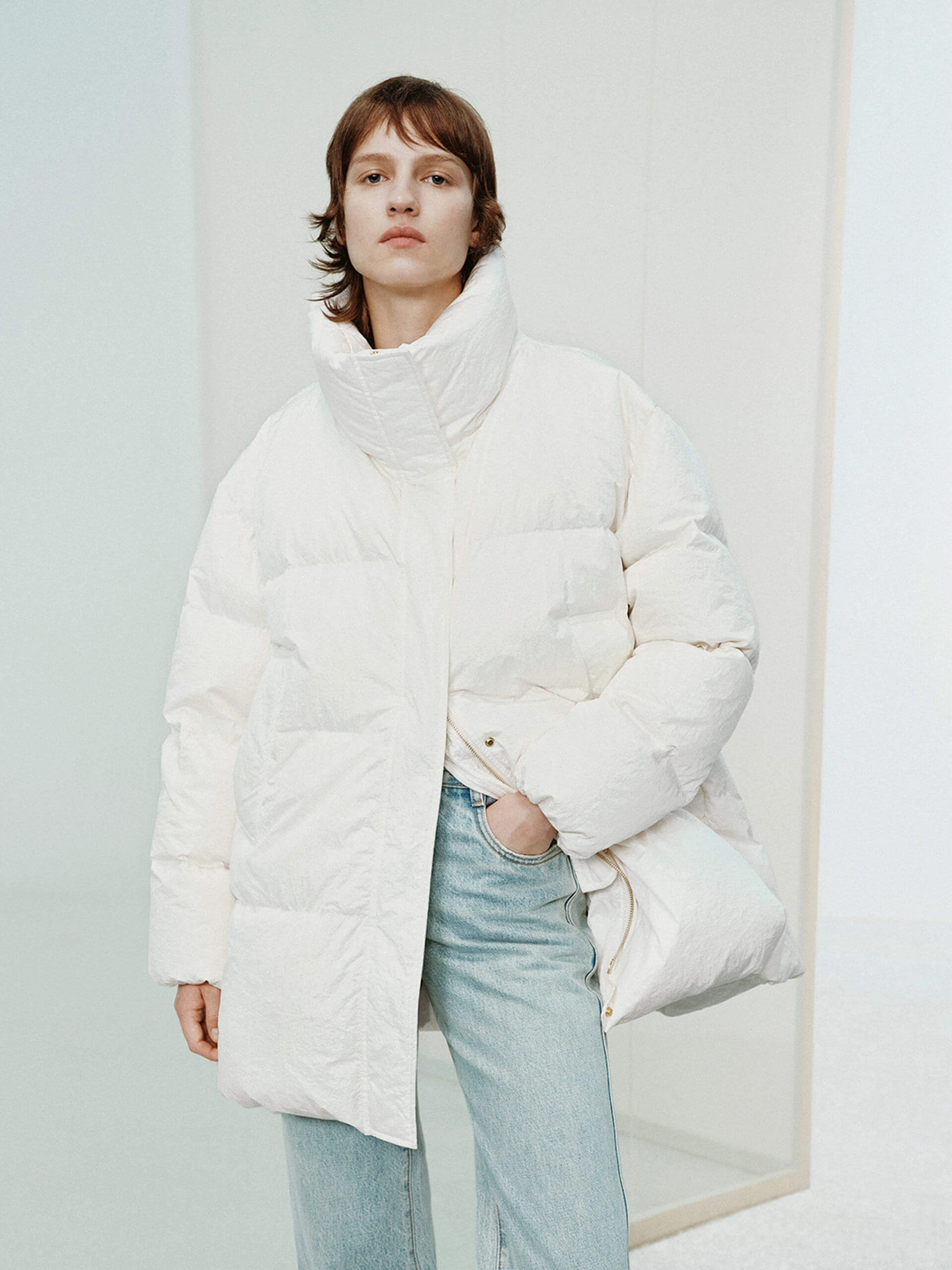NoiseFreeFabric Funnel Neck Down Jacket