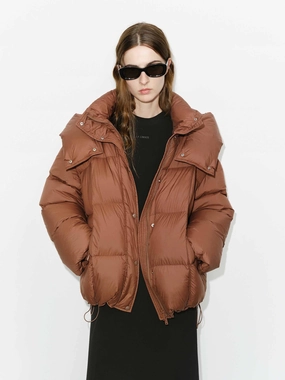 Funnel Neck Puffer Jacket Full Zip Closure