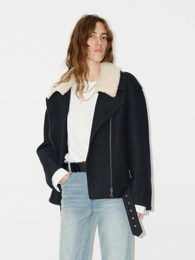 Impact Absorbing Back Panels MultiAngleVentilation Fur Collar Belted Coat