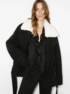 Polished Casual Fur Collar Quilted Coat with Belt