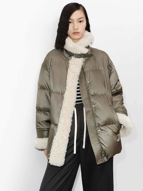 Fur Trim Quilted Down Jacket Eco Friendly Padding