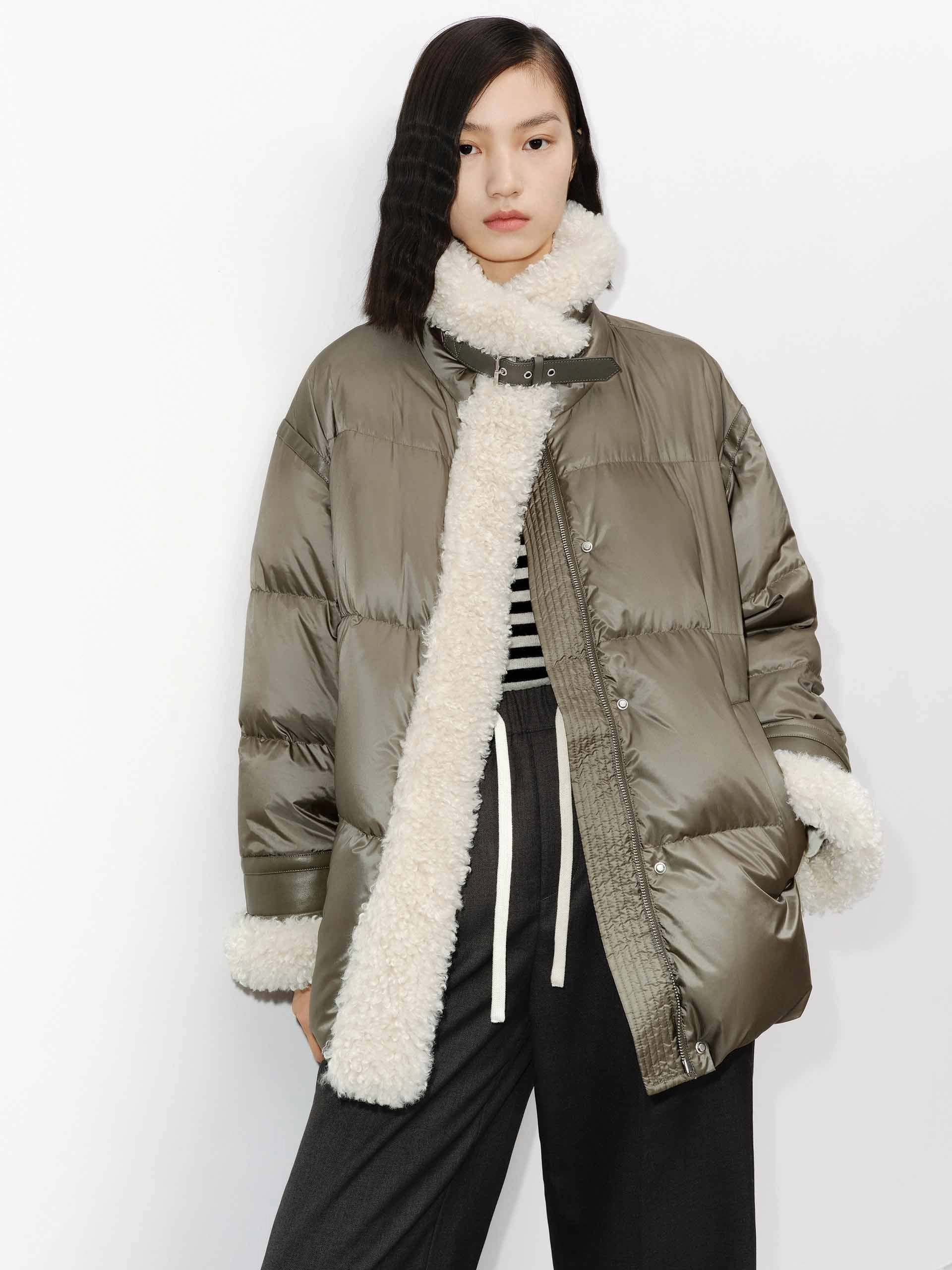 Fur Trim Quilted Down Jacket Eco Friendly Padding