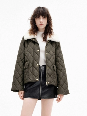AdjustableCuffs Practical Layer Fuzzy Collar Cropped Down Jacket