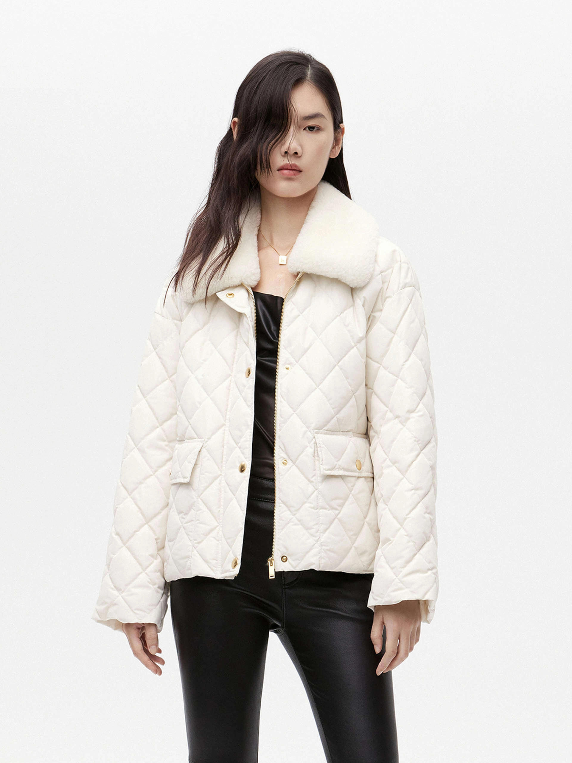 Ripstop Reinforcement Fuzzy Collar Cropped Down Jacket