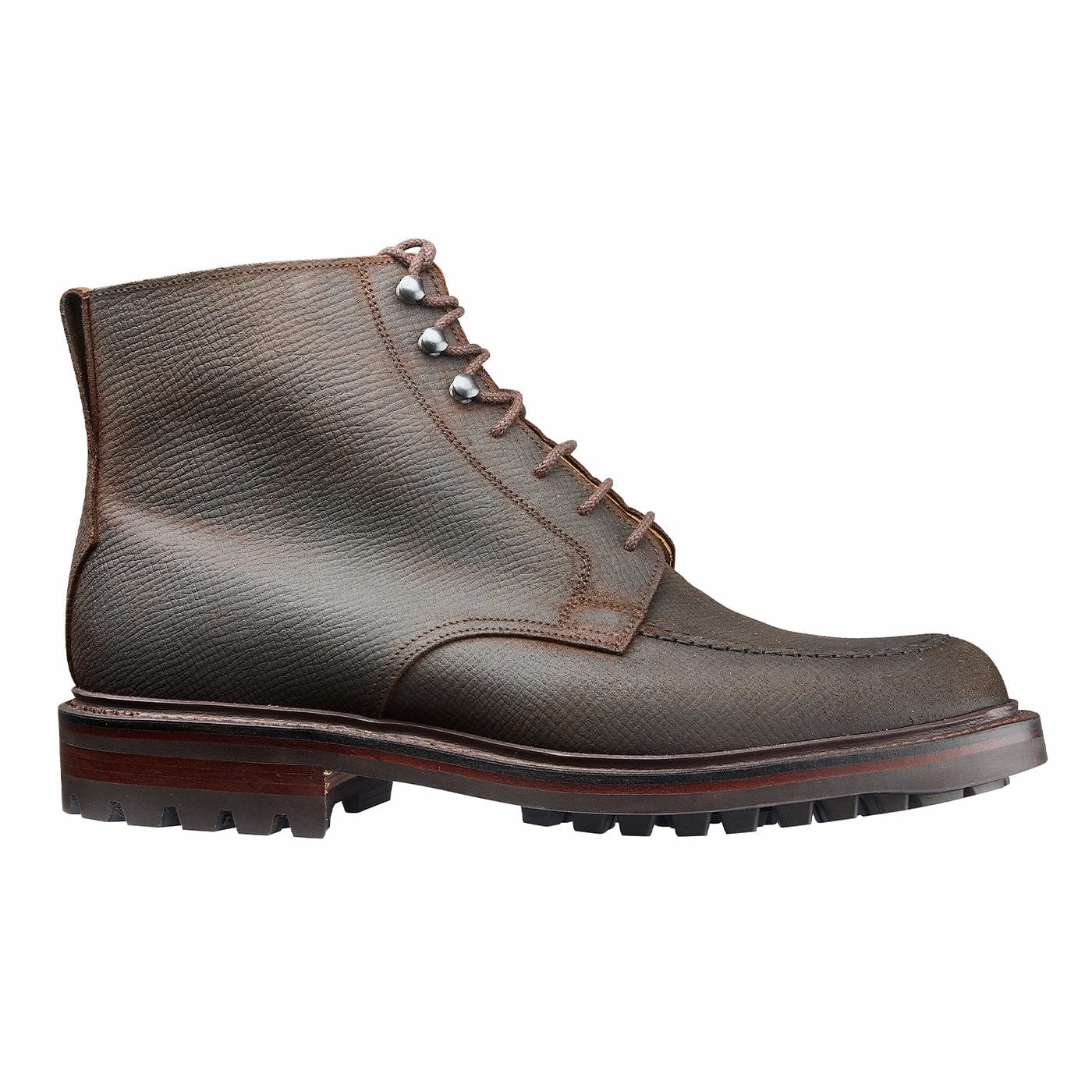 Galway 3 Dark Brown Hatch Grain Rough-Out Suede Polished Texture