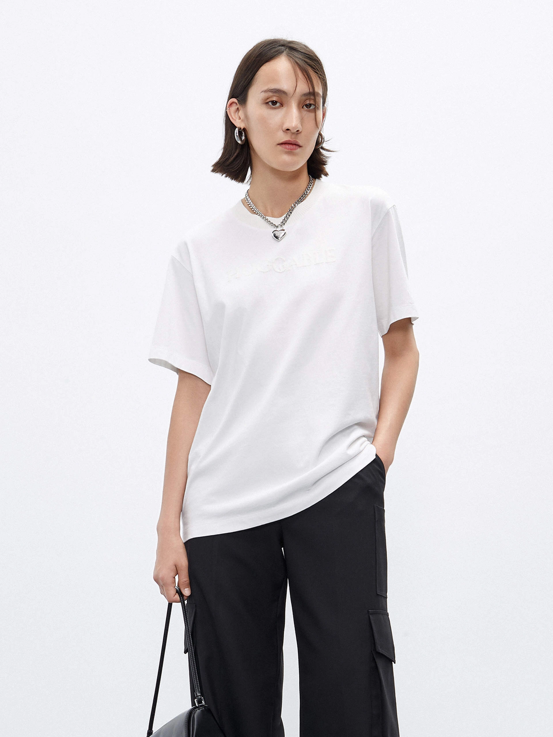 Regular Fit Cotton T-shirt Ribbed collar