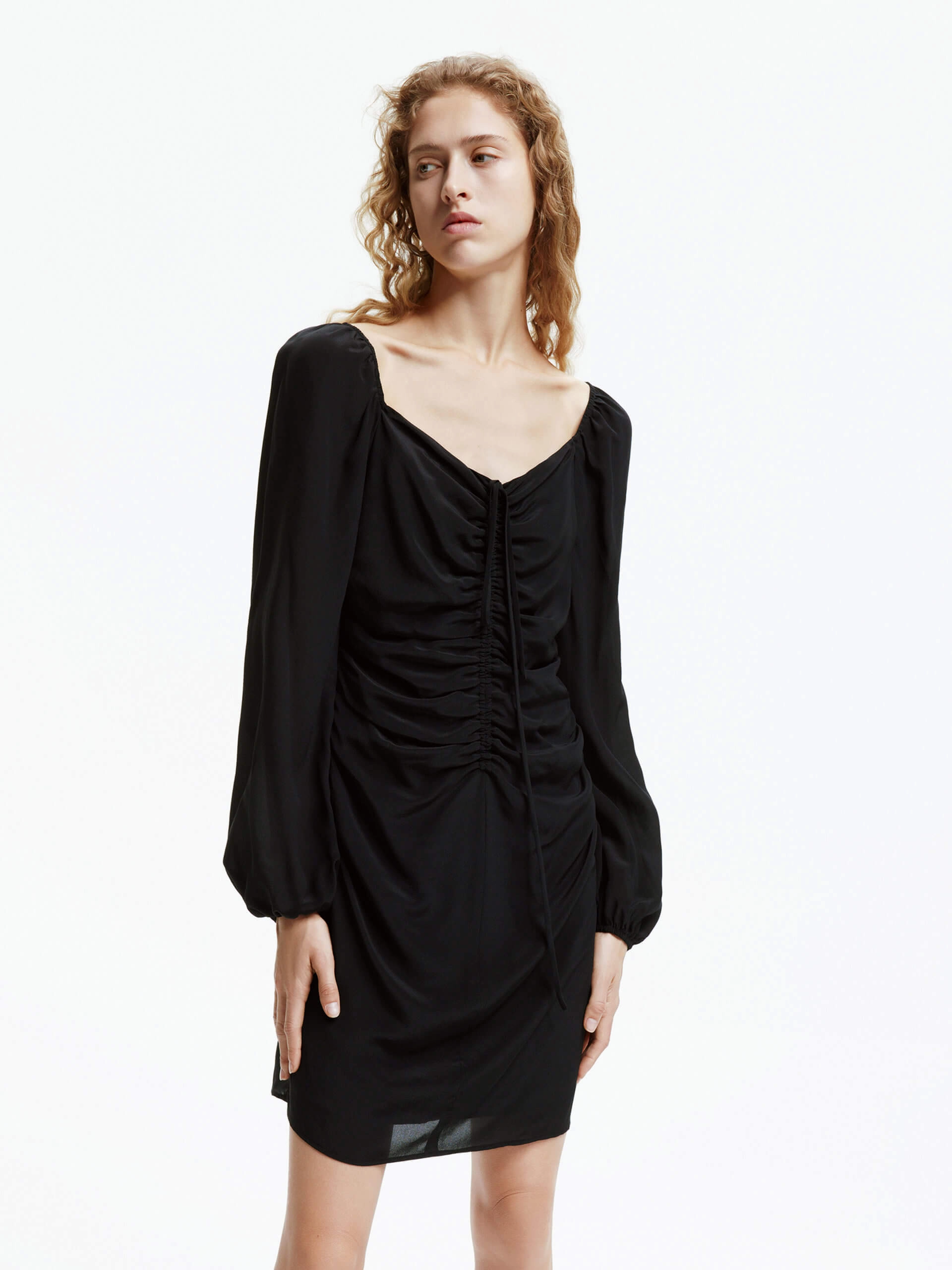 Timeless Soft Gathered Detail Silk Dress