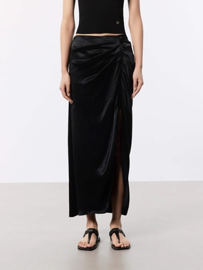 Gathering Detail Satin Skirt Reflective accents Breathable fabric