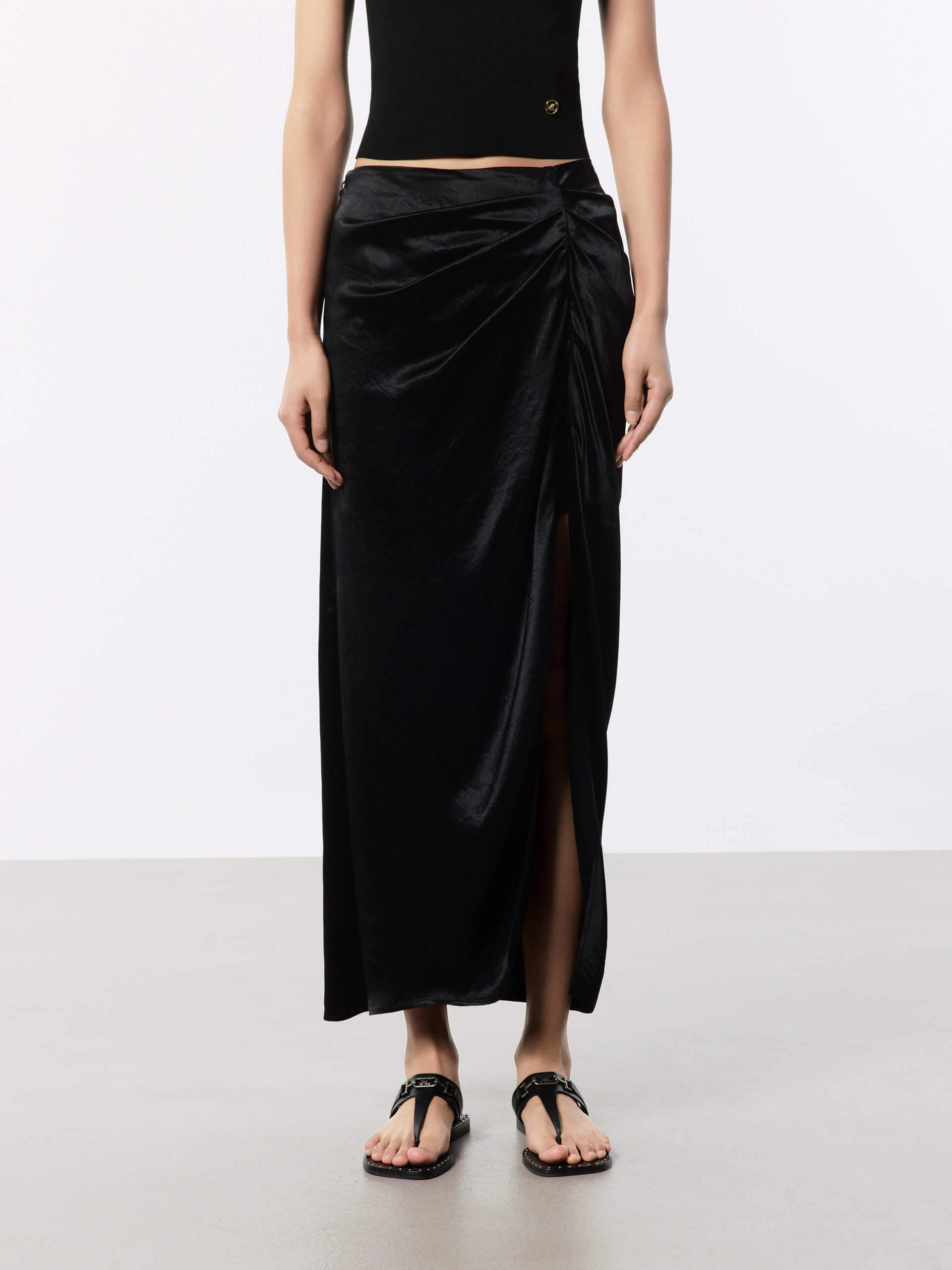 Gathering Detail Satin Skirt Relaxed fit wear Durable Stitching