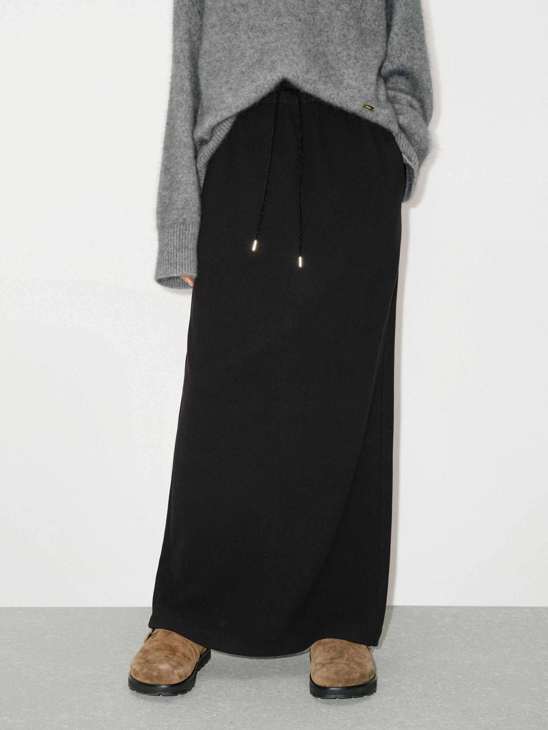Drawstring Straight Maxi Skirt Water Resistant Finish