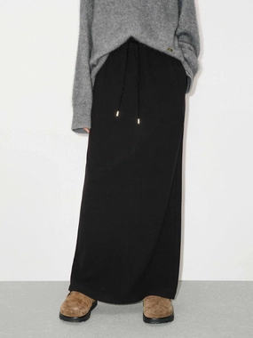 Drawstring Straight Maxi Skirt Water Resistant Finish